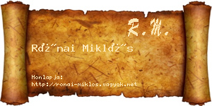 Rónai Miklós névjegykártya