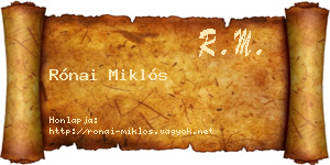 Rónai Miklós névjegykártya