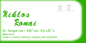 miklos ronai business card
