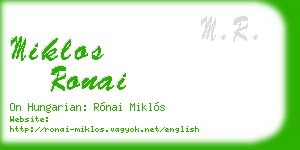 miklos ronai business card
